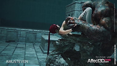 3d animation moster sex with a red head big tits babe