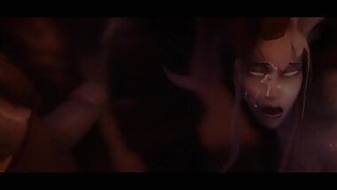 Hot Draenei Gets Destroyed By Horde Cocks and Covered In Semen