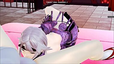Tomoe and Shizuka team up against a king (Honey Select: Queen's Blade)