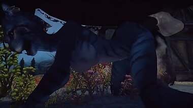 Khajiiti Teen takes Horse Cock from behind