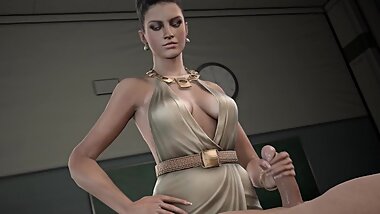 Hot handjob from sexy 3D girl