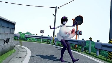 [3D MMD Futanari] Multi-cock Catgirl Futanari Breast & Dick Growth by Kuromitsunene