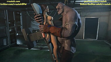 Lara Croft fucked roughly by Coach and a monster 3D Animatio