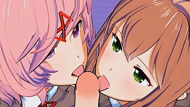 DDLC - Monika X Natsuki Threesome Hentai