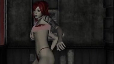 Busty 3d redhead stripper dancing at the club