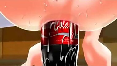 3D Teen Fucks Her Ass with Coke Bottle!