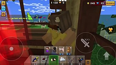 (Pixelgun3D) Brunette with Big Tits gets fucked by virgin