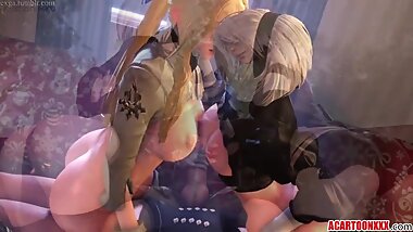Sexy 3D babe getting her mouth and pussy fucked