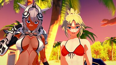 Fate/Grand Order: THREESOME with Mordred and Caenis (3D Hentai)
