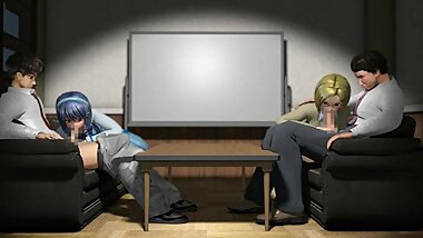Two school girls get covered in cum after classes