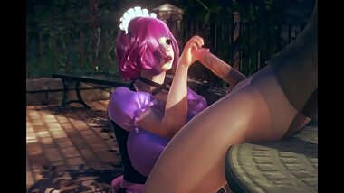 Kokoro maid handjob and creampie