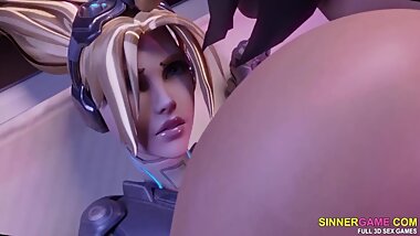 3d porn game compilation with overwatch heroes - Widow, D.Va, Tracer, Pharah, Zarya
