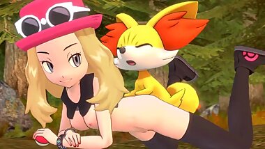 Serena gives Fennekin a reward