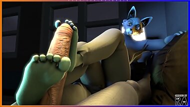 Anthro WolfGirl Footjob [FHD60]