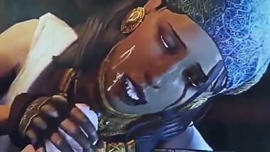 Ebony pirate POV BLOWJOB CUM SWALLOW - black girl gives head and finishes him off - oral skilled 3D
