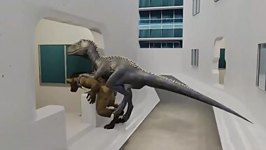 hyena + dinosaur yiff