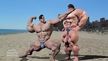 Hank and Gregori grow together-male muscle growth animation