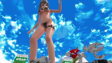 [MMD][Giantess] Giant Sakuya dances on a city/Iori Komatsu