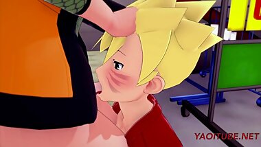 Boruto Naruto Yaoi - Boruto Sucks Naruto's Dick in School's Gym and he cums