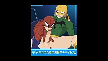 Spidey sucks iron fist gif