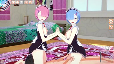 rezero rem ram creampie 3p maid ass hentai anime animation 3d