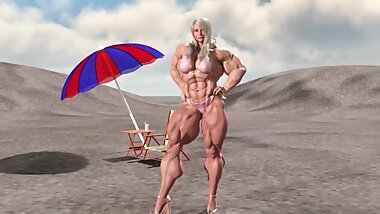 El chulo playas_The beach dude_extreme female muscle growth animation