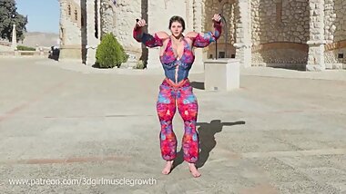 Leia's muscle growth_female muscle growth animation