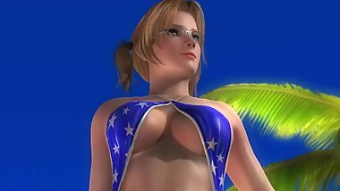 Dead or alive 5 Tina hot blonde Milf in tight micro bikini exposes her ass!