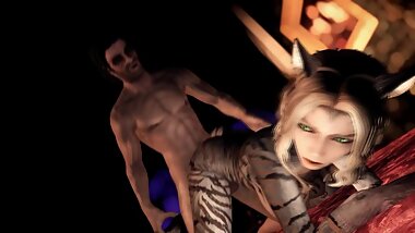 —ute Khajiit does blowjob and footjob