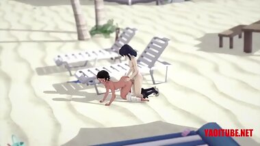 Kimetsu no Yaiba Yaoi - Inosuke Fucks Tanjiro in the Beach