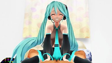 Hatsune Miku riding a dick