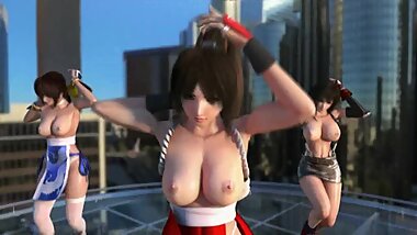 Kasumi, Mai Shiramui & Tifa Lockhart topless dancing
