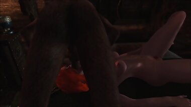 Lustful wet cunt huge boobs facialized by a monster