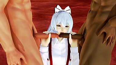 Fujiwara no Mokou swallows to stay immortal (Honey Select: Touhou)