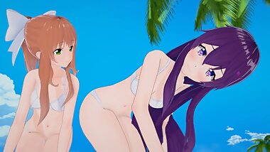 (3D Hentai)(Doki Doki Literature Club) Sex with Monika and Yuri