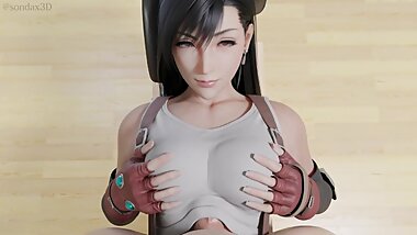 Final Fantasy Tifa clothed titfuck