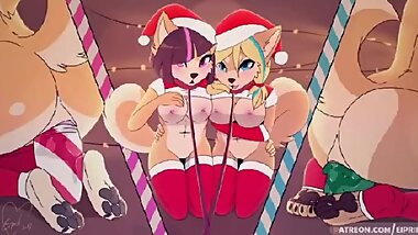 christmas and furry girls