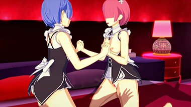 Re:Zero - Rem and Ram 3D Hentai Threesome