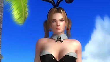Dead or alive 5 Tina hot blonde in sexy bunny costume exposes ass & breast!