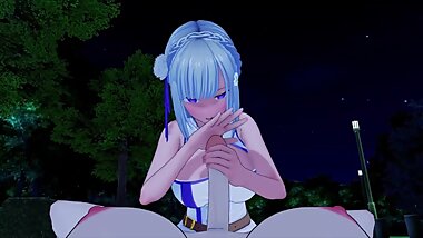 My next Life as a Villainess (FUTA)Maria Campbell X Re:Zero Emilia (3D Hentai)