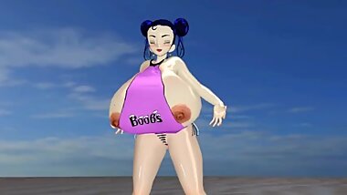 Huge Boobs on the Beach