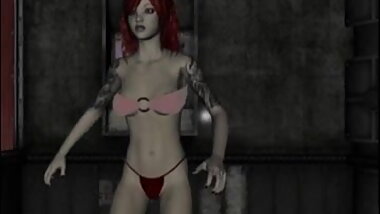 3d hentai redhead stripper dancing on stage