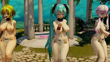 [MMD] Tougenrenka, Miku, Gumi y Yukari.