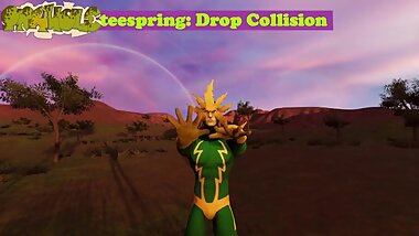 Electro from DC comics with Karol Lilien doing music video for on the beat