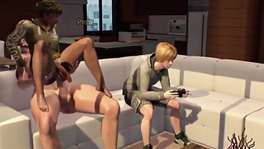 Horny Shemale Fucks Ebony Guy - 3D Animation Futanari Porno
