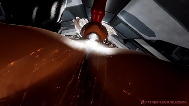 2B deepthroating a horsecock dildo while getting filmed