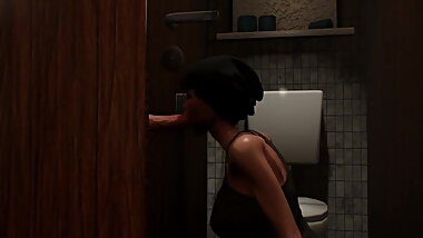 3D Futanari in toilet