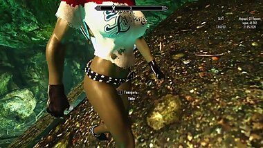 TES5 Skyrim My Own Mod Build Gameplay With Half-naked Orc Woman: Pirates