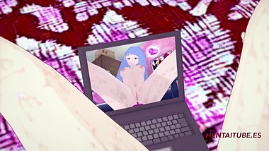 Boku No Hero Hentai - Nejire masturbates with her dildo through webcam