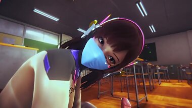 D.Va with Covid Mask Handjob School During Quarantine 3D GamePlay Part 1